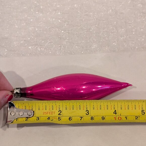 Single Vintage Pink Glass Icicle Polish Christmas Ornament - Picture 3 of 5